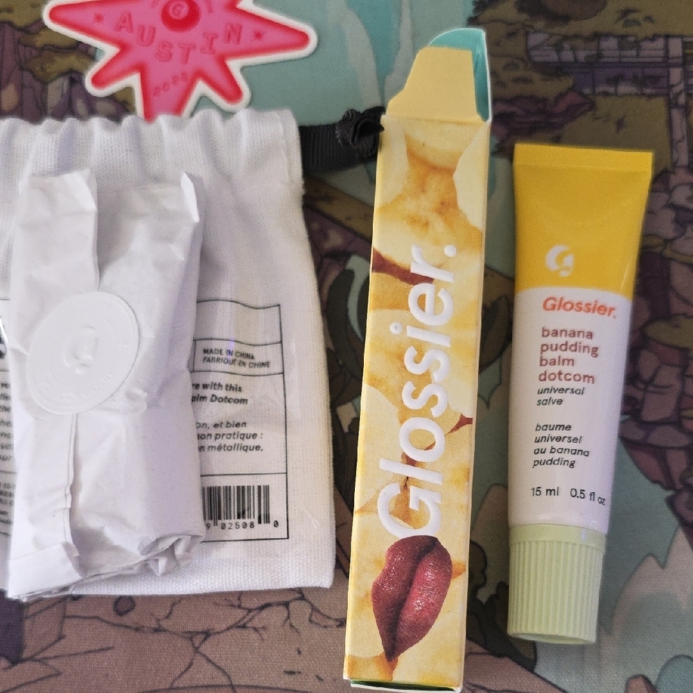 Glossier Banana Pudding Balm Dotcom and Keychain - Picture 5 of 5